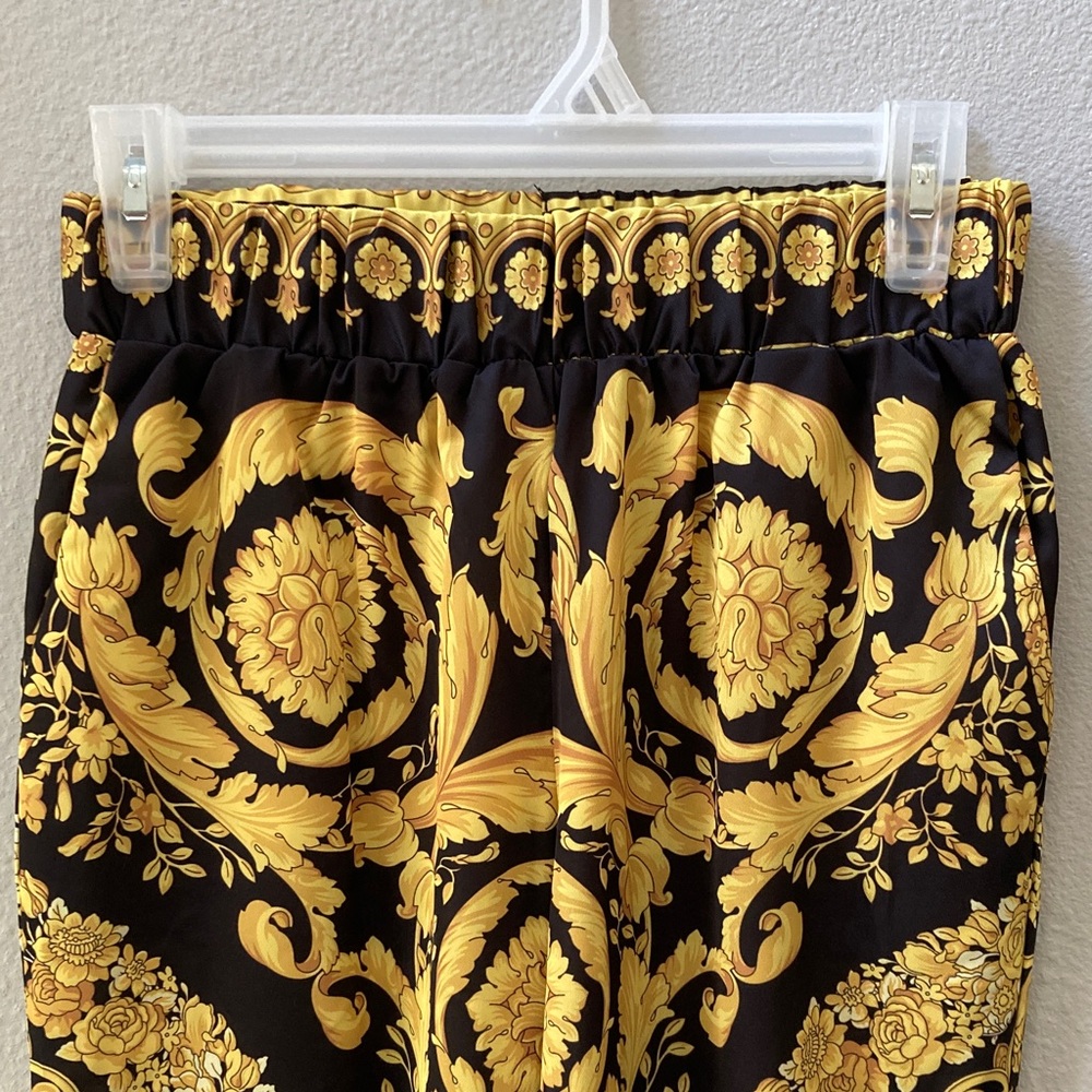 Versace Gold and Black Print Lounge Pants S - Picture 2 of 8